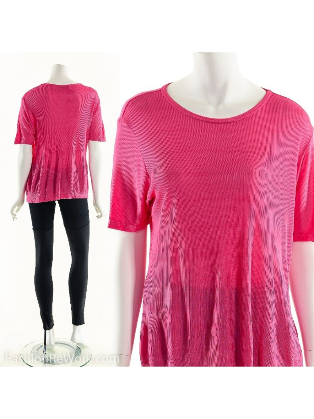 Ribbed Pink Slinky Shirt 90s